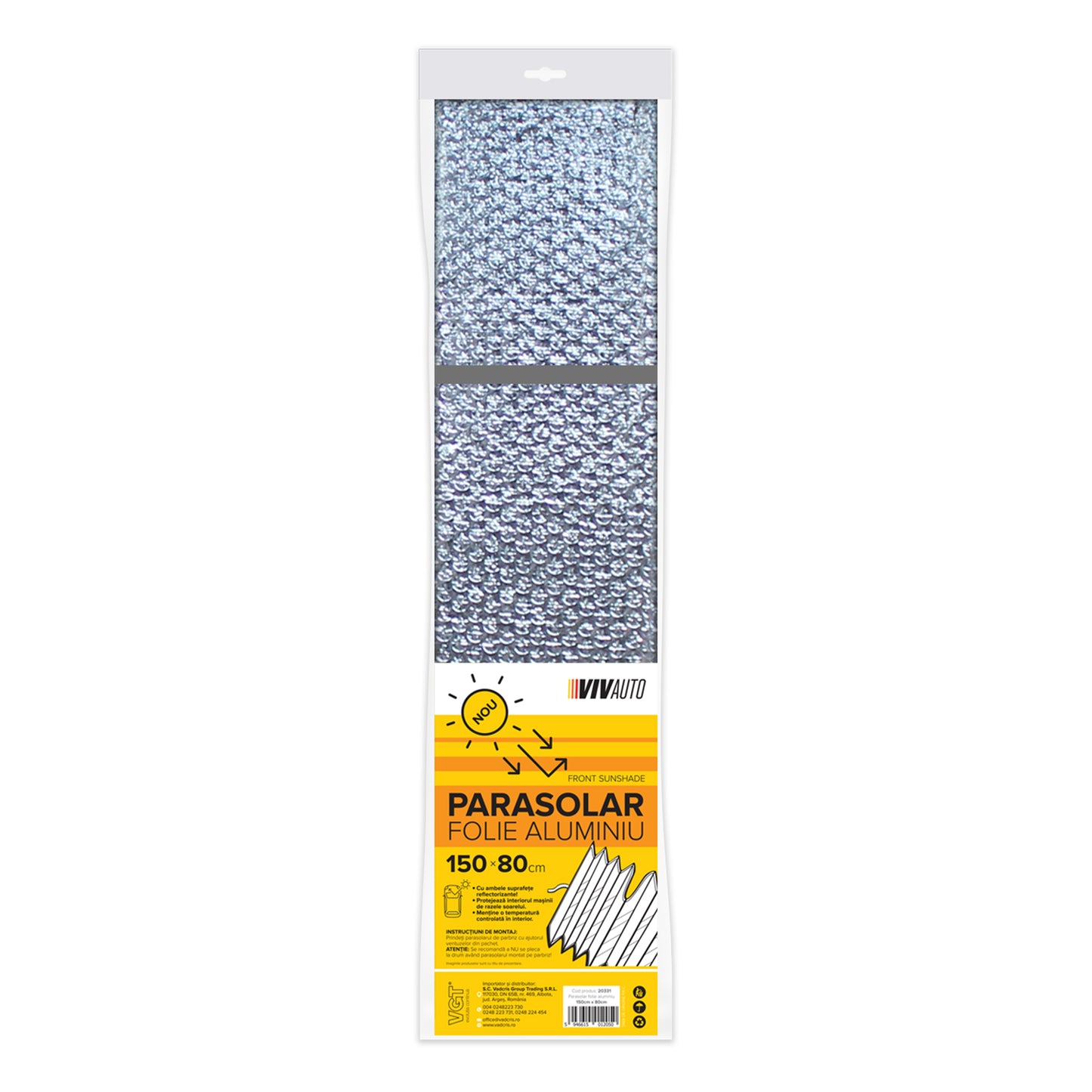 Parasolar bord VivAuto cu două fete 150x80cm