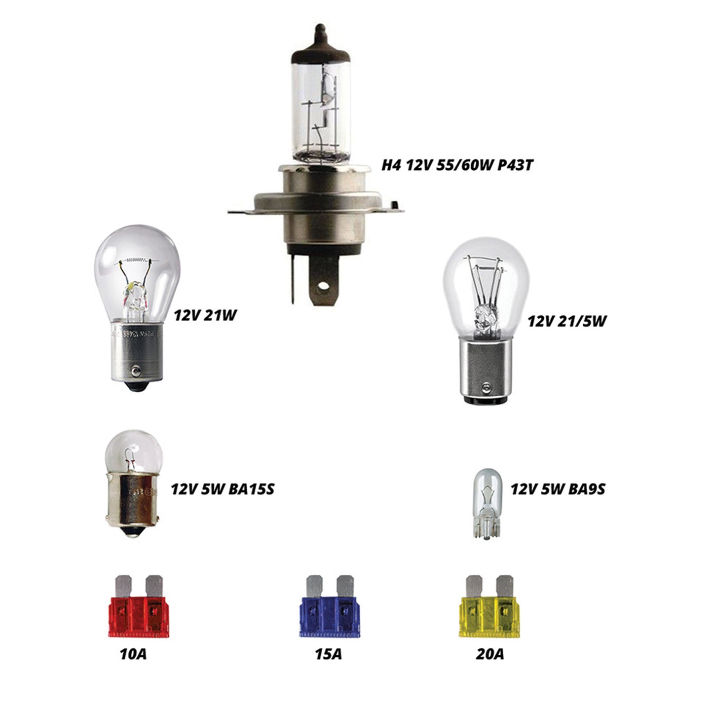Set becuri + sigurante Kraftmann, H4, 12V