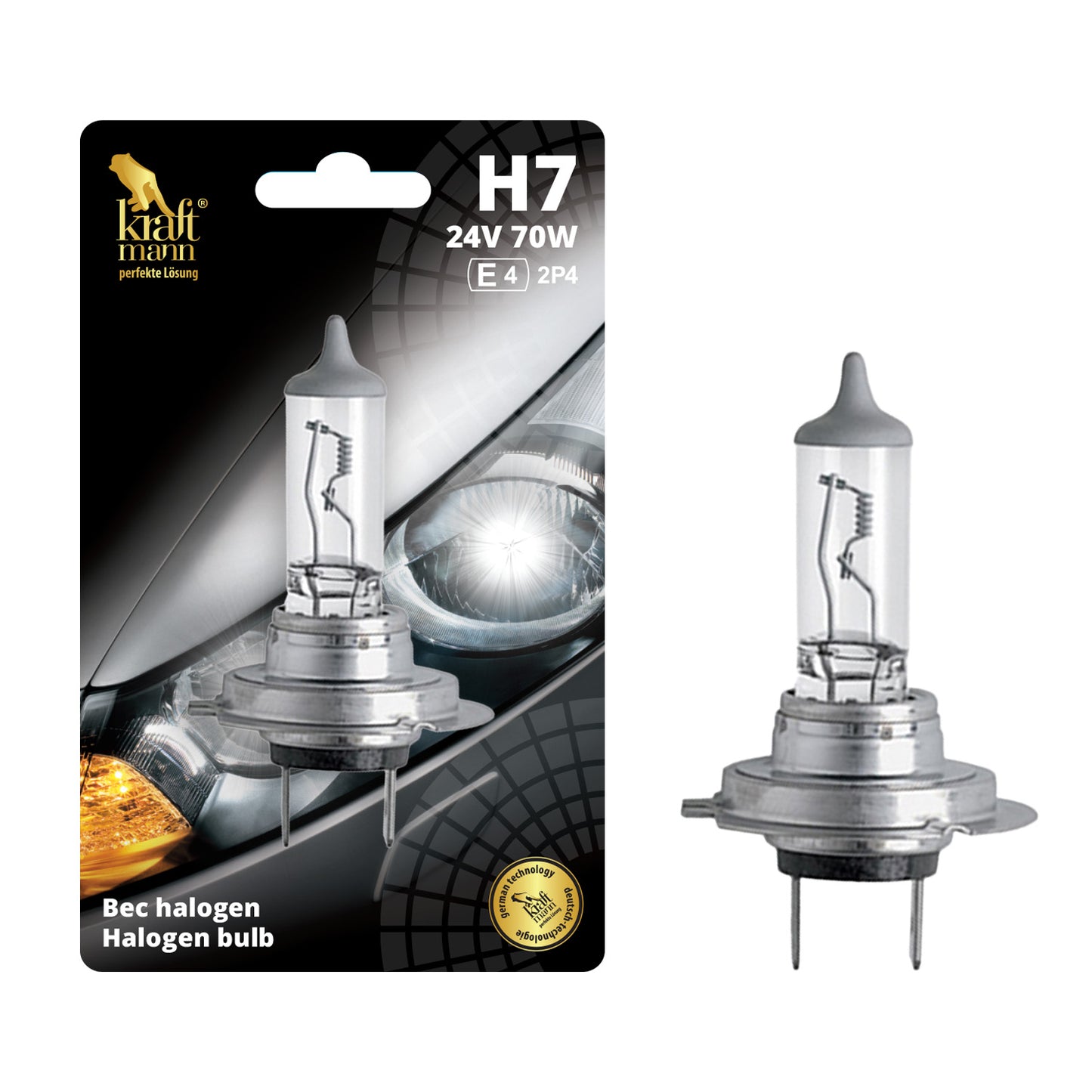 Bec halogen Kraftmann H7, 24V, 70W, PX26D