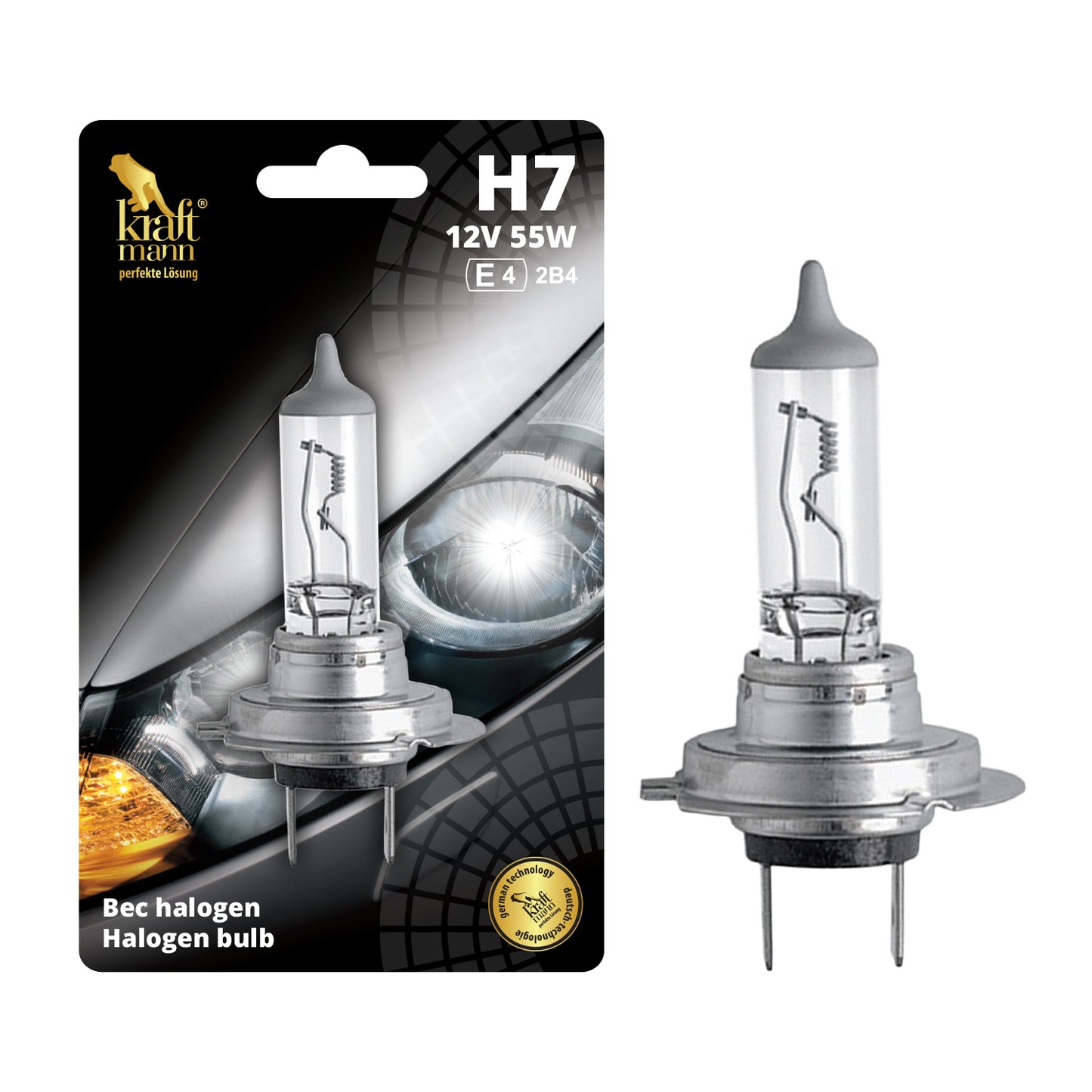 Bec halogen Kraftmann, H7, 12V, 55W, PX26D
