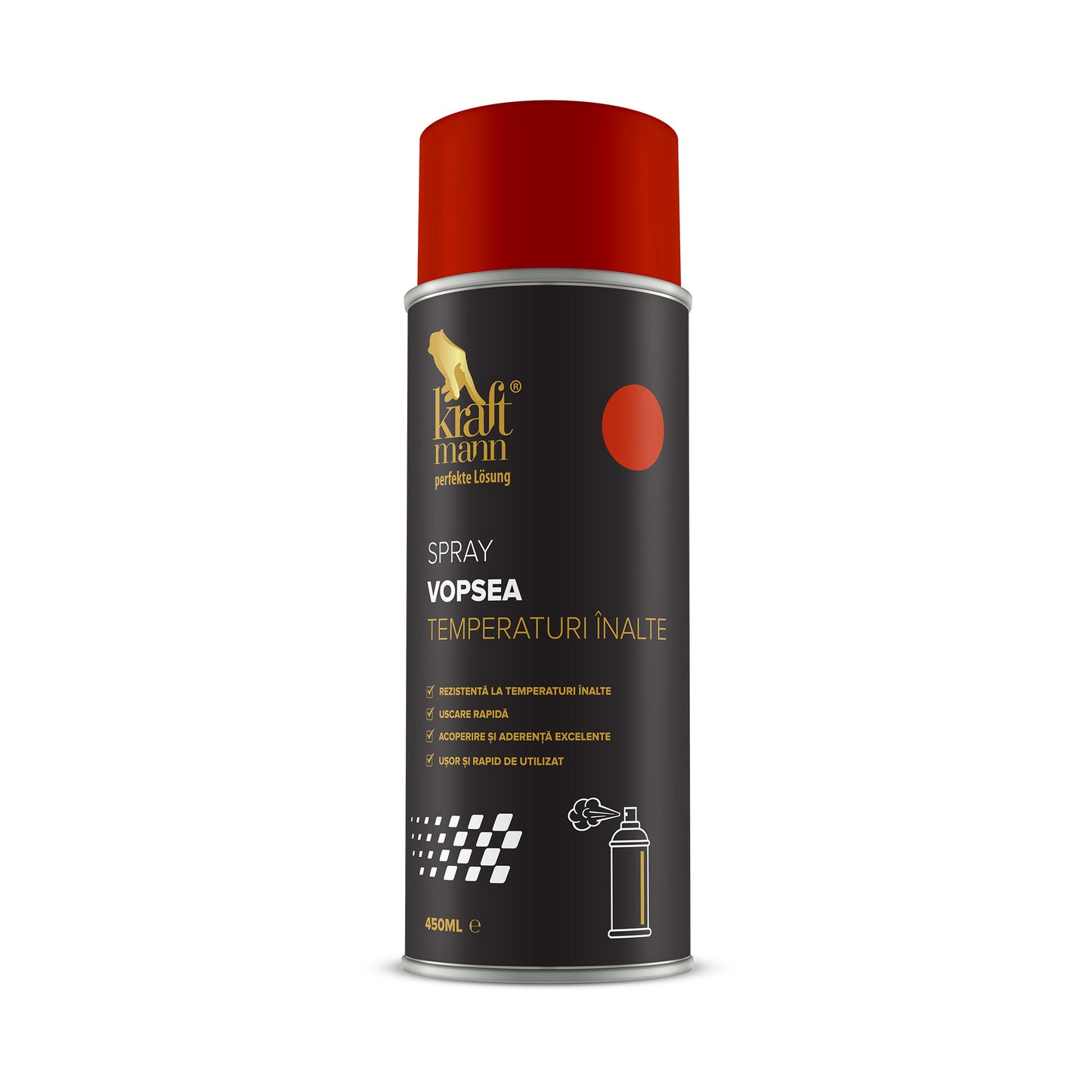 Spray vopsea temperaturi inalte - rosu, 450ml