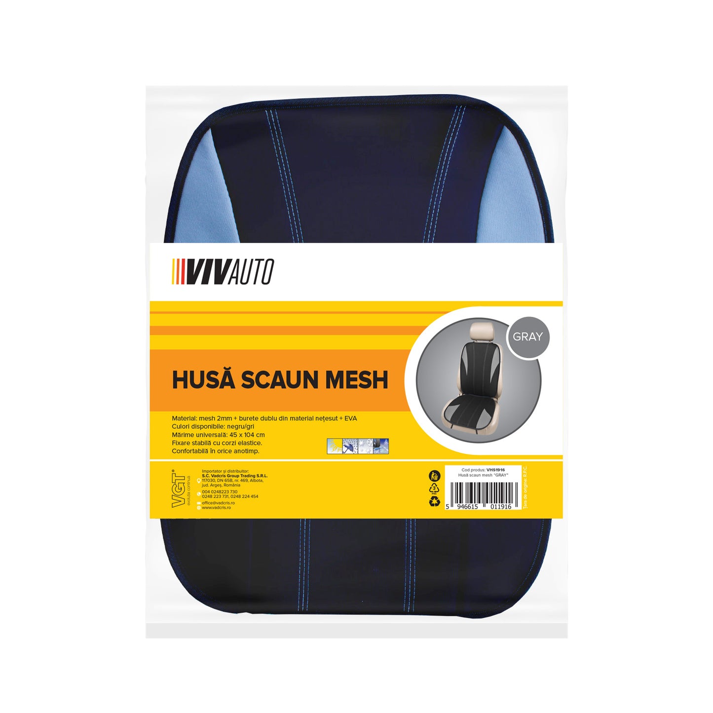 Husa scaun mesh GRAY VivAuto