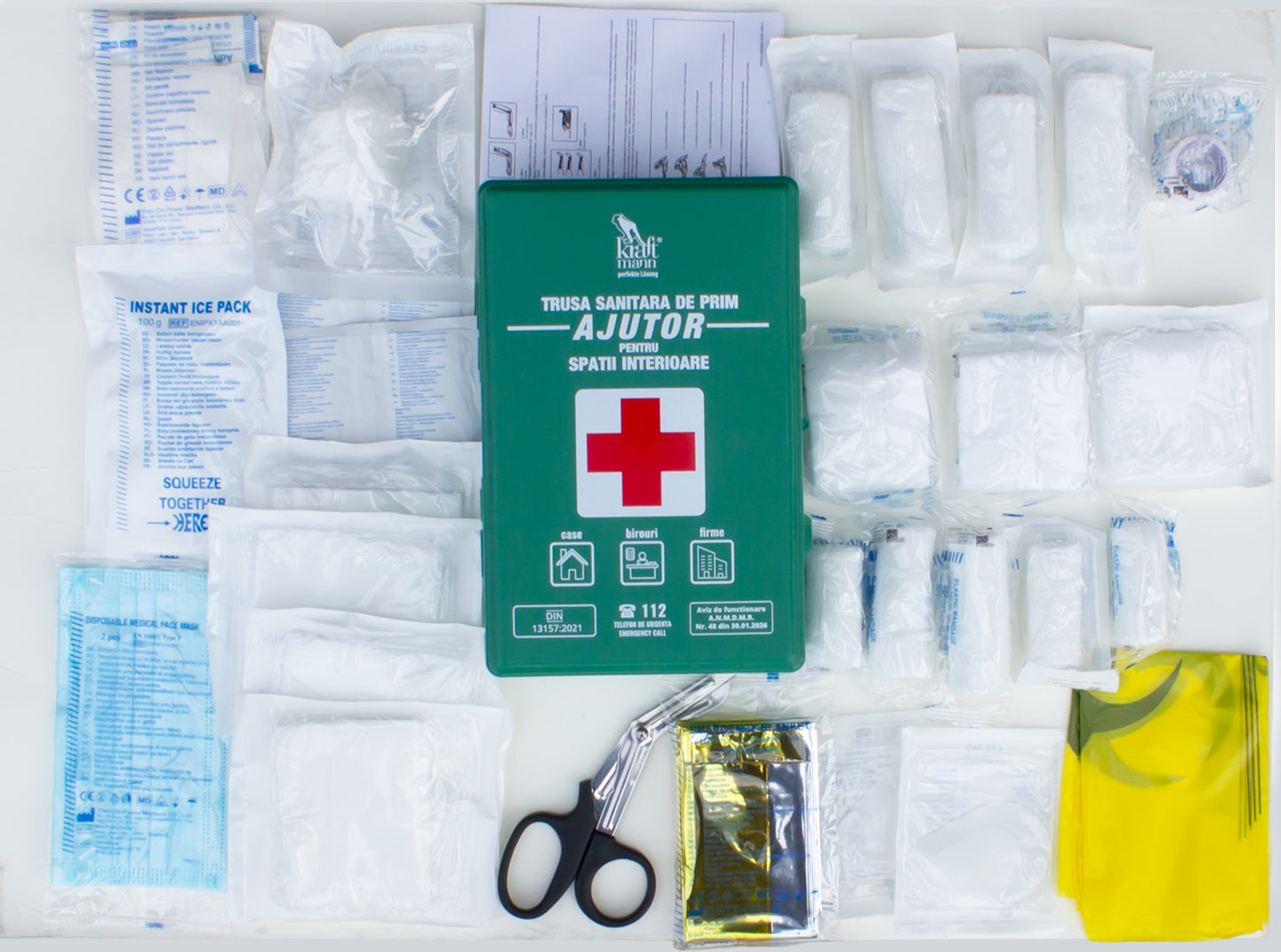 Trusa sanitara de prim ajutor certificata R.A.R. Kraftmann pentru spatii interioare