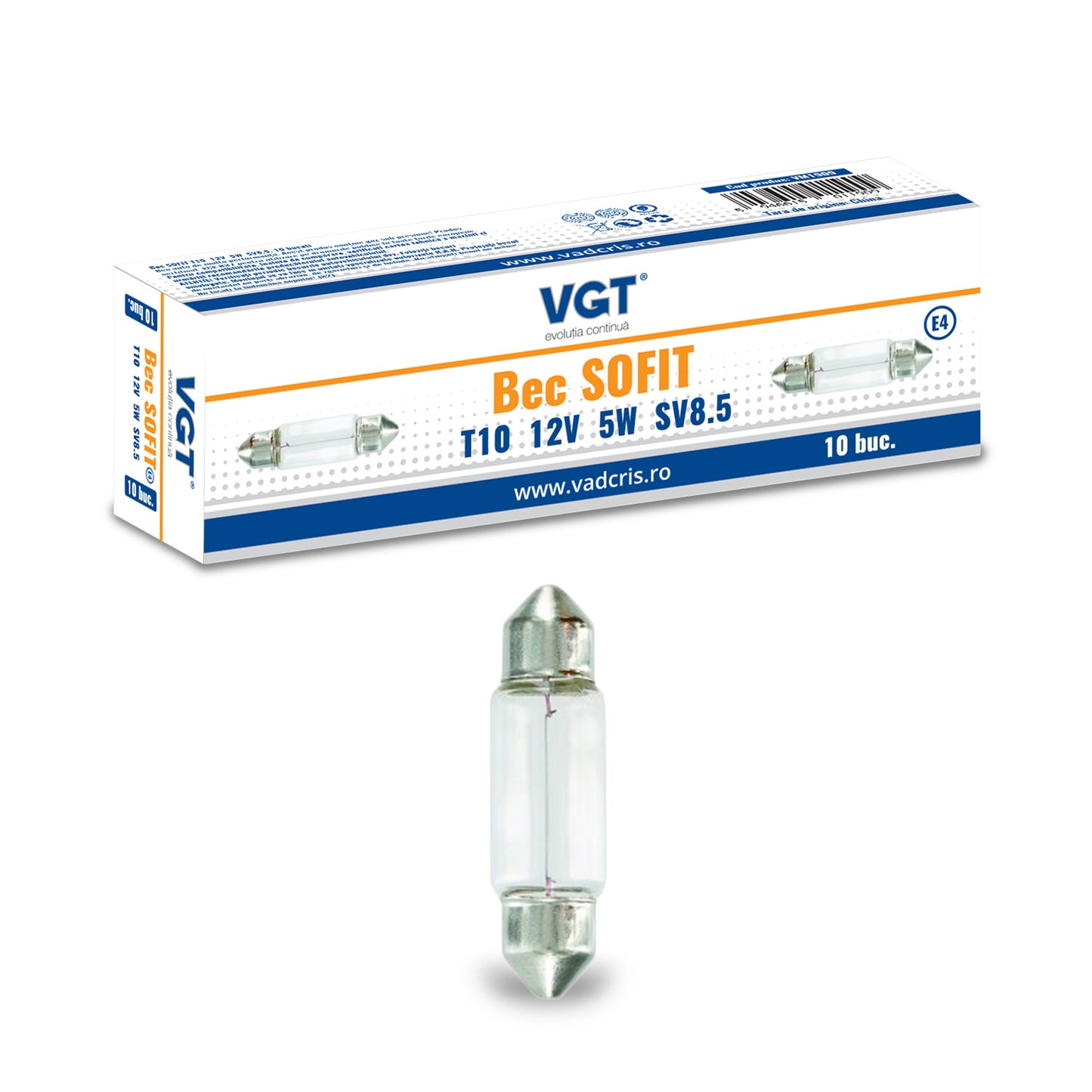 Bec auto SOFIT, 12V, 5W, T10, 10 buc.