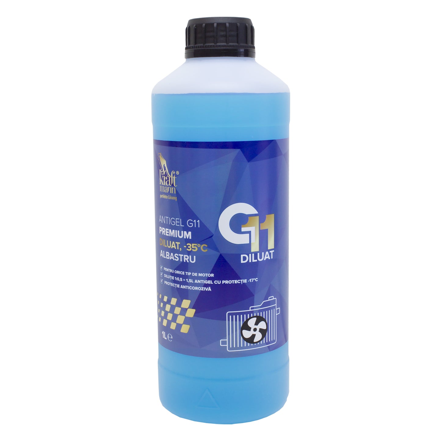 Antigel G11 premium diluat Kraftmann, albastru, -35°C, 1L