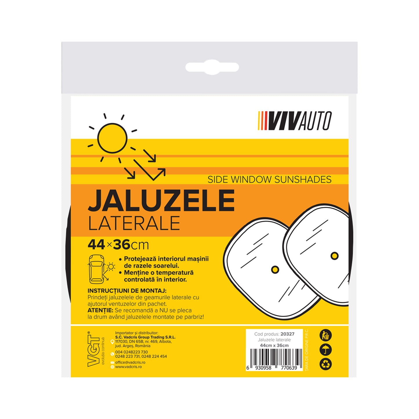 Jaluzele laterale VivAuto cu ventuza