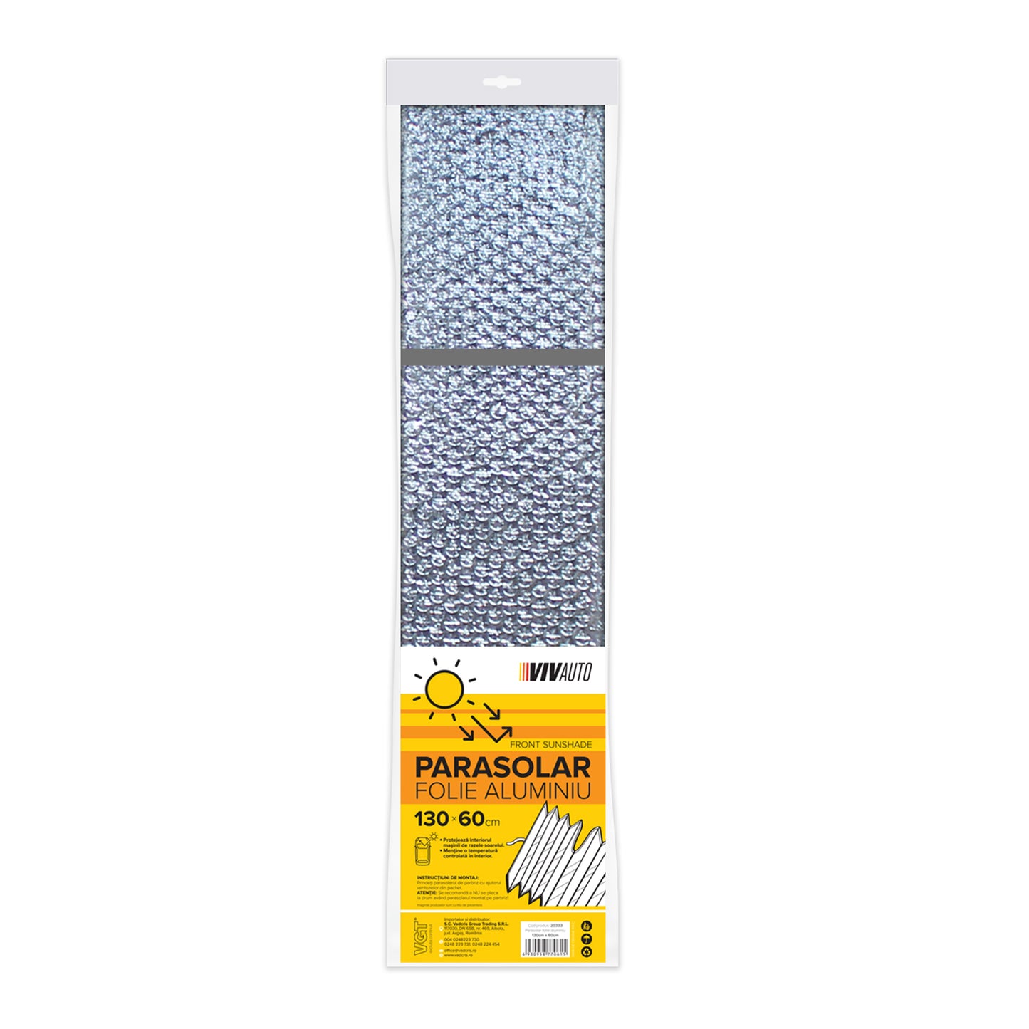 Parasolar aluminiu VivAuto, 130x60cm