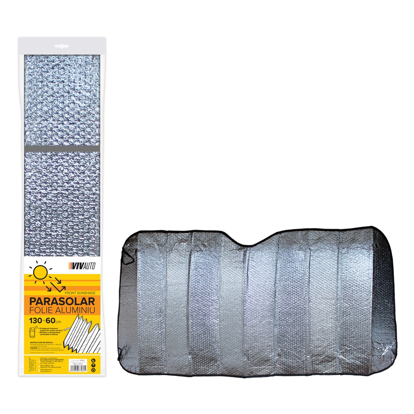 Parasolar aluminiu VivAuto, 130x60cm