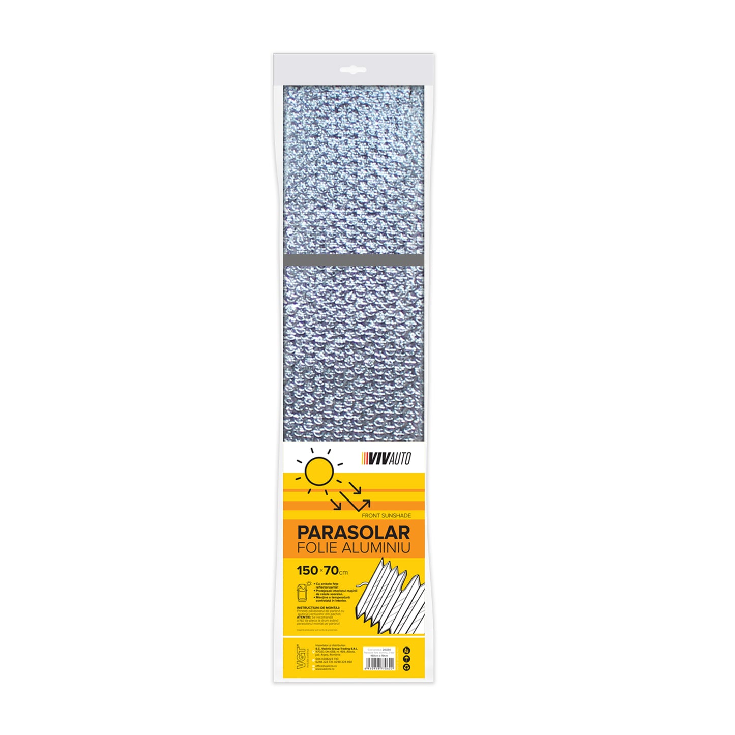 Parasolar bord VivAuto 150x70cm cu două fete
