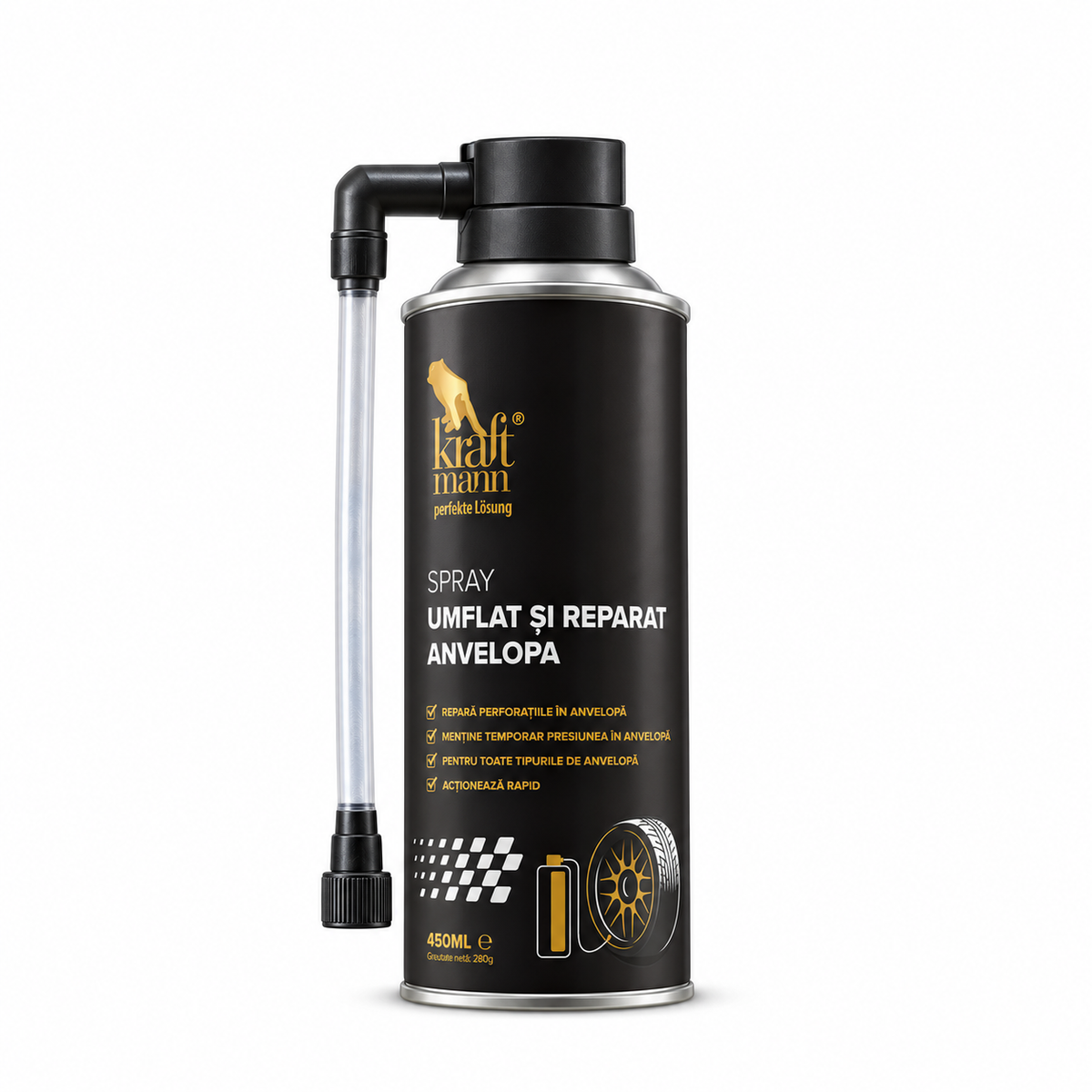 Spray umflat și reparat anvelopa Kraftmann, 450ml