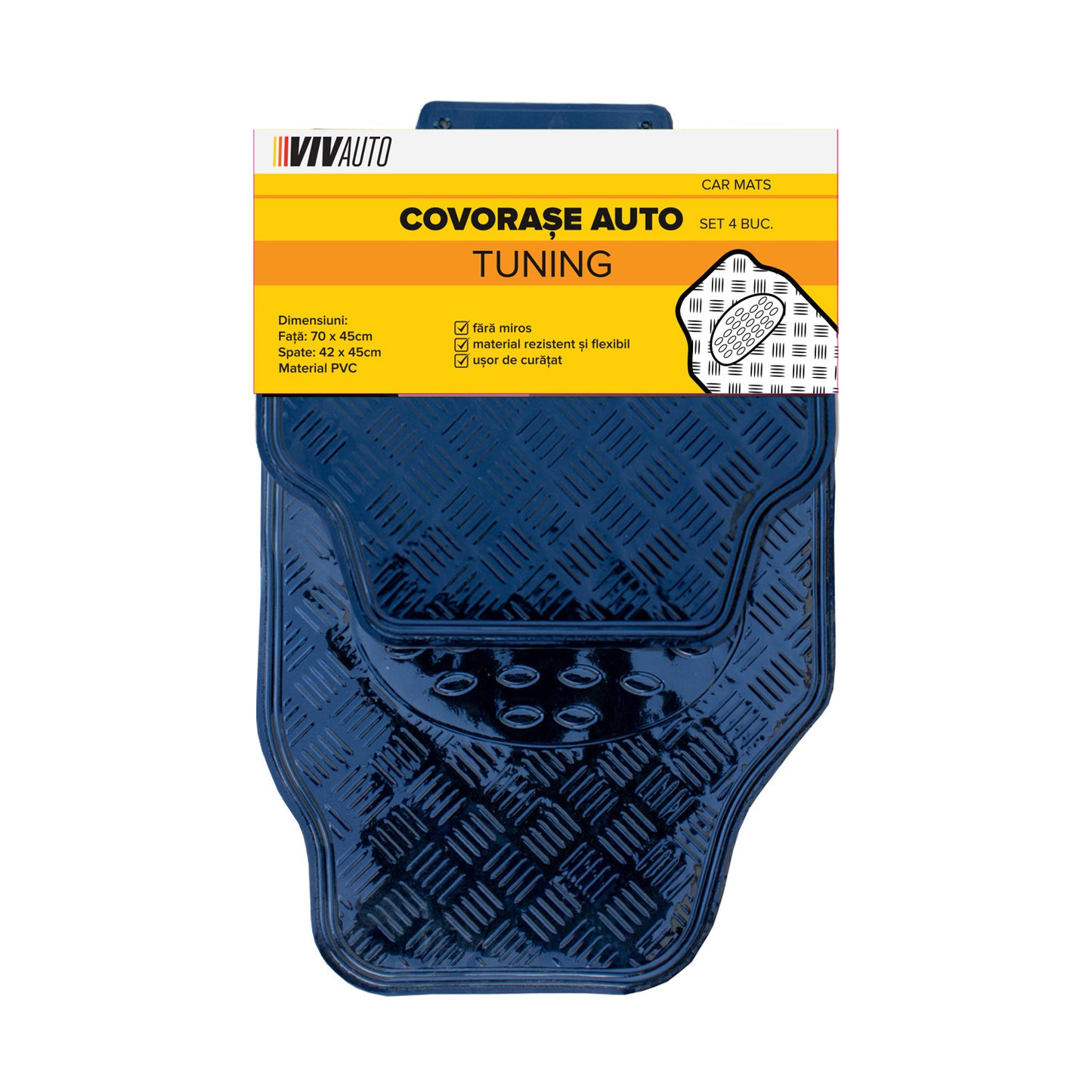Covorase auto TUNING VivAuto, 4 buc. negre