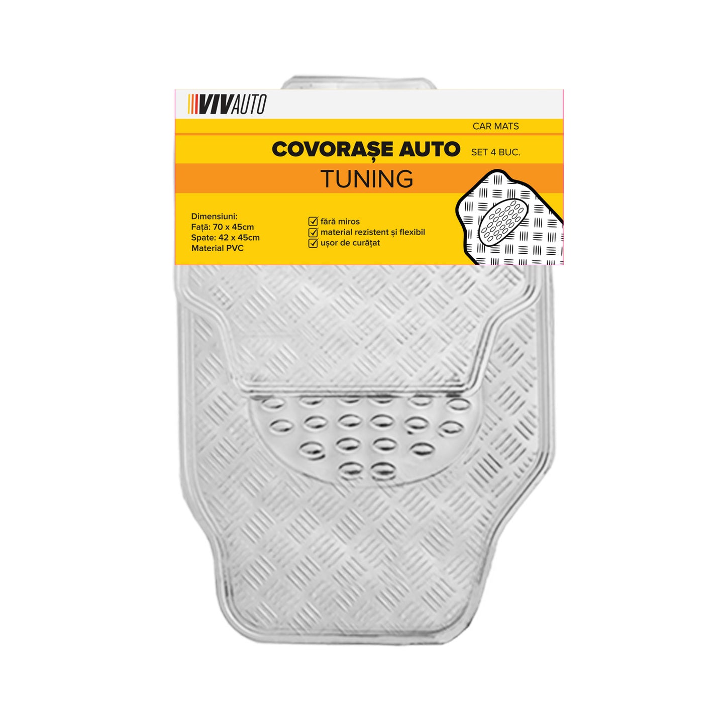 Covorase auto TUNING VivAuto, 4 buc. argintiu