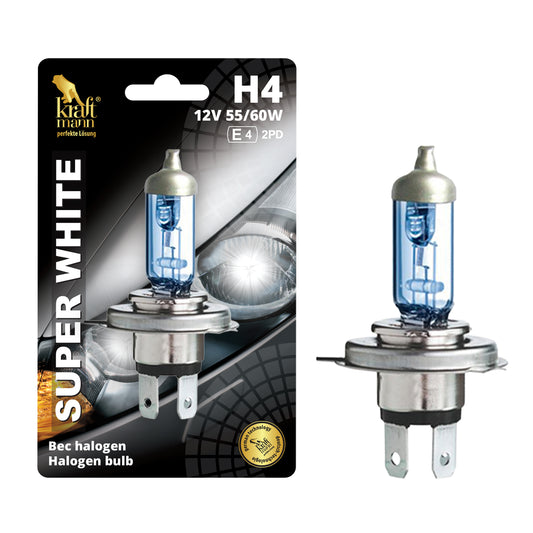 Bec halogen Kraftmann SUPER WHITE H4, 12V, 60/55W, P43T