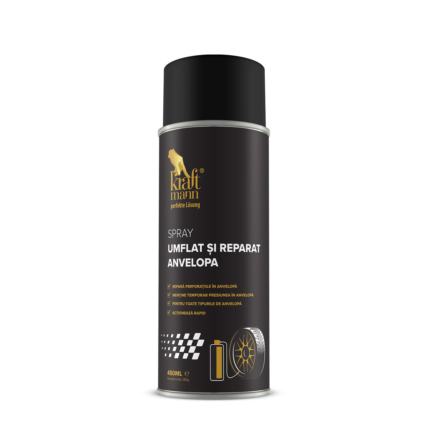 Spray umflat și reparat anvelopa Kraftmann, 450ml