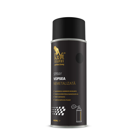 Spray vopsea nemetalizata Kraftmann - negru mat, 450ml