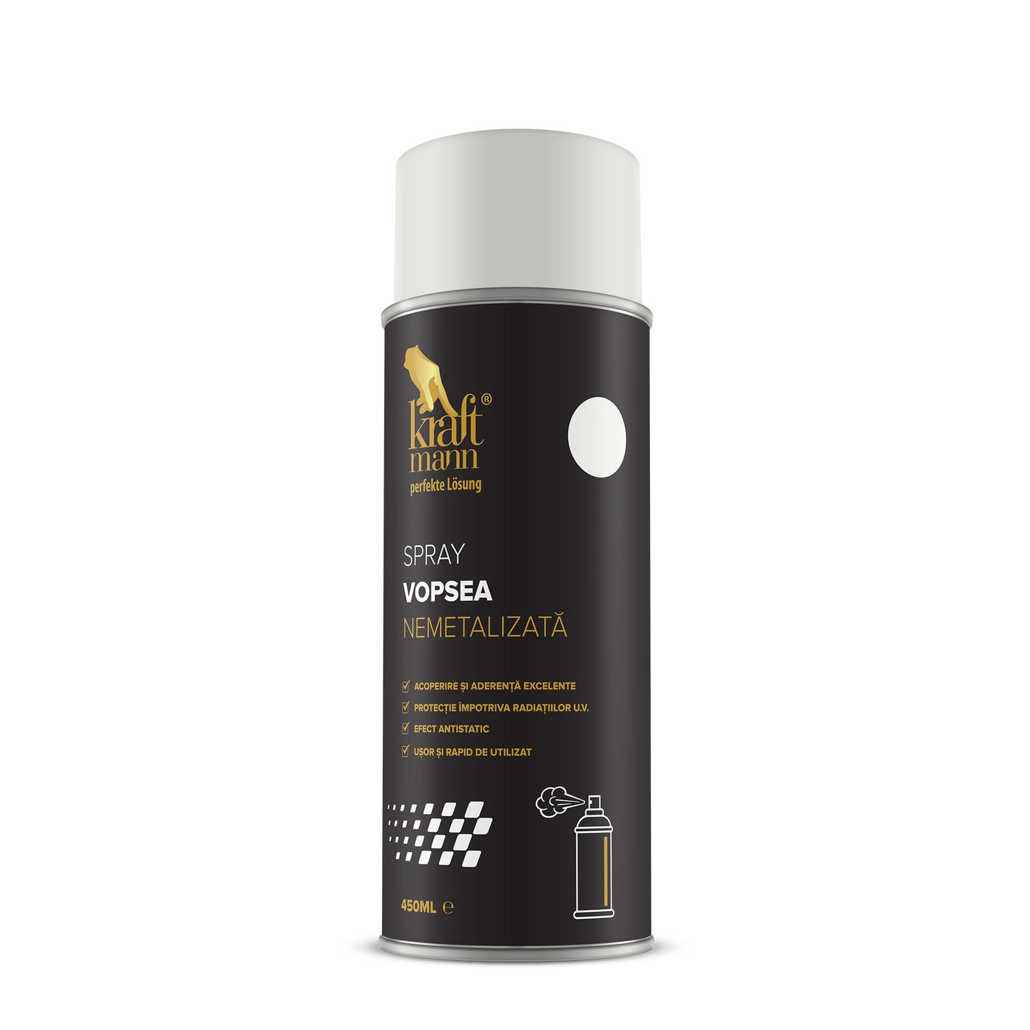 Spray vopsea nemetalizata - alb mat, 450ml