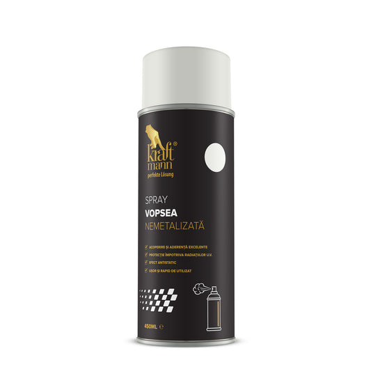 Spray vopsea nemetalizata - alb mat, 450ml