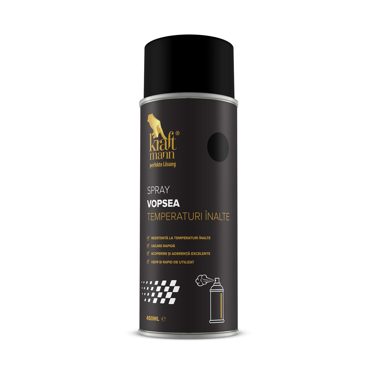 Spray vopsea temperaturi inalte - negru, 450ml