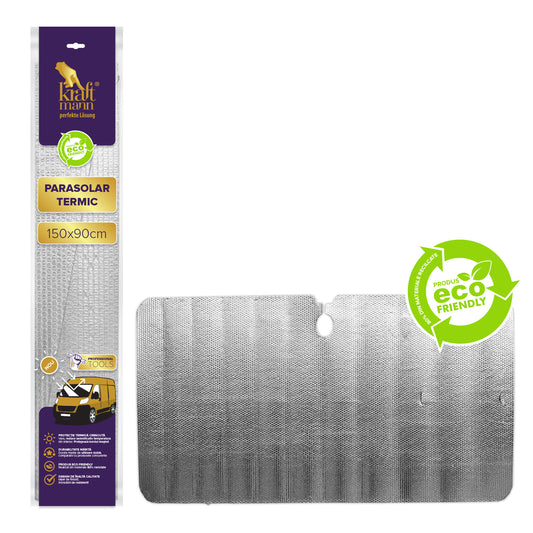 Parasolar termic auto Kraftmann, cu ambele suprafete reflectorizante, 150x90 cm