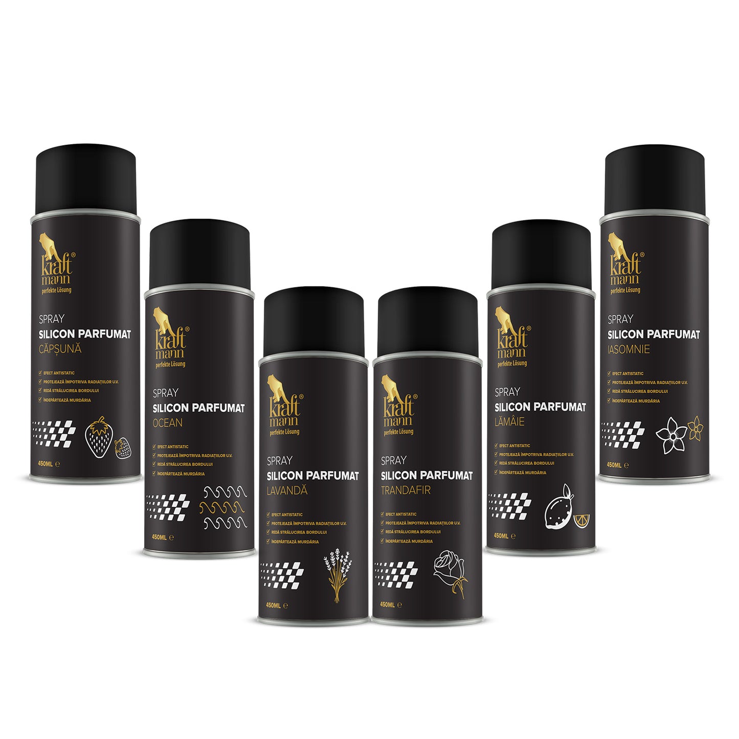 Spray silicon parfumat Kraftmann, diverse parfumuri, 450ml