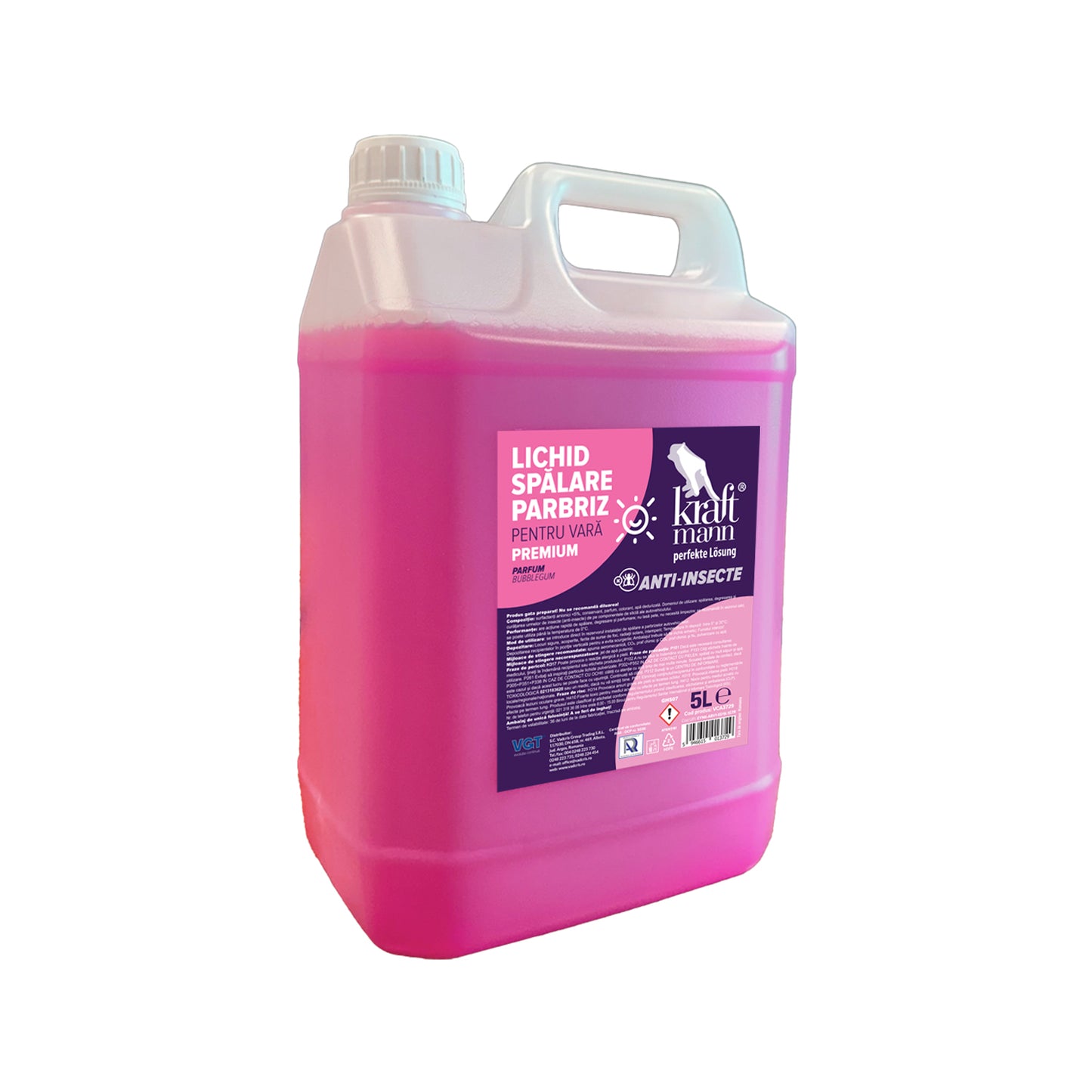 Lichid spalare parbriz premium Kraftmann pentru vară, 5L
