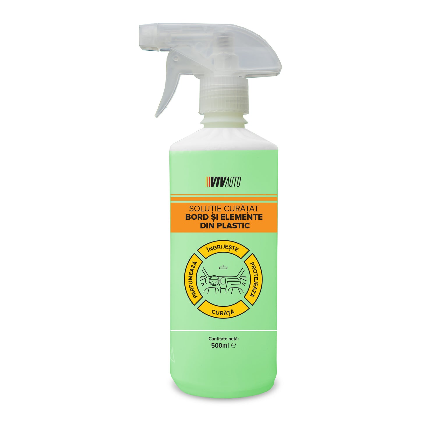 Solutie curatare bord si elemente de plastic VivAuto, 500ml