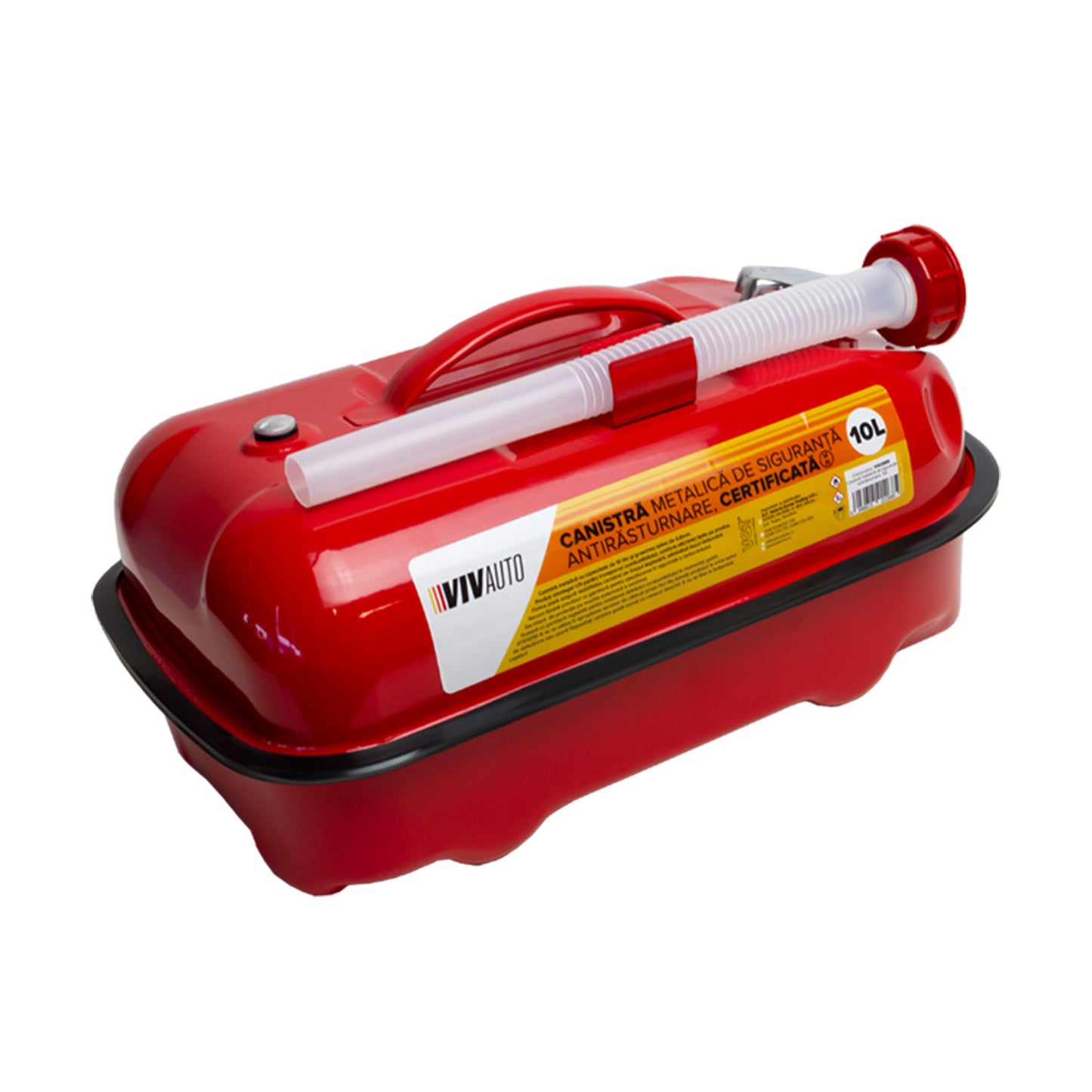 Canistra metalica VivAuto de siguranta antirasturnare 10L cu palnie