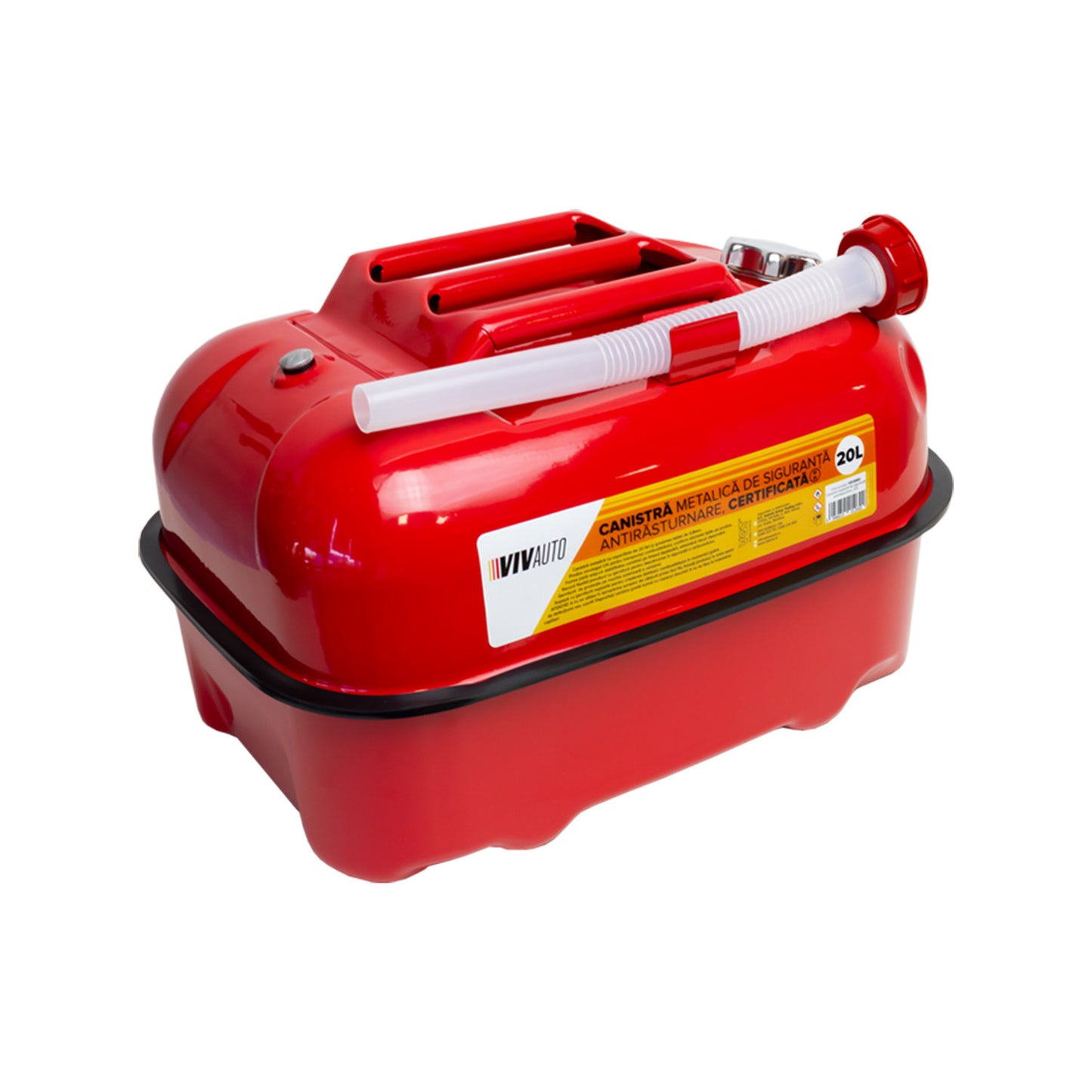 Canistra metalica VivAuto de siguranta antirasturnare 20L cu palnie