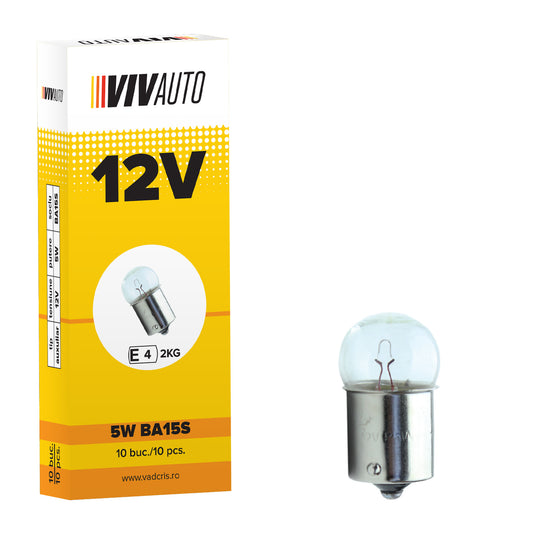 Bec VivAuto 12V, 5W, BA15S, cireasa, 10 buc.