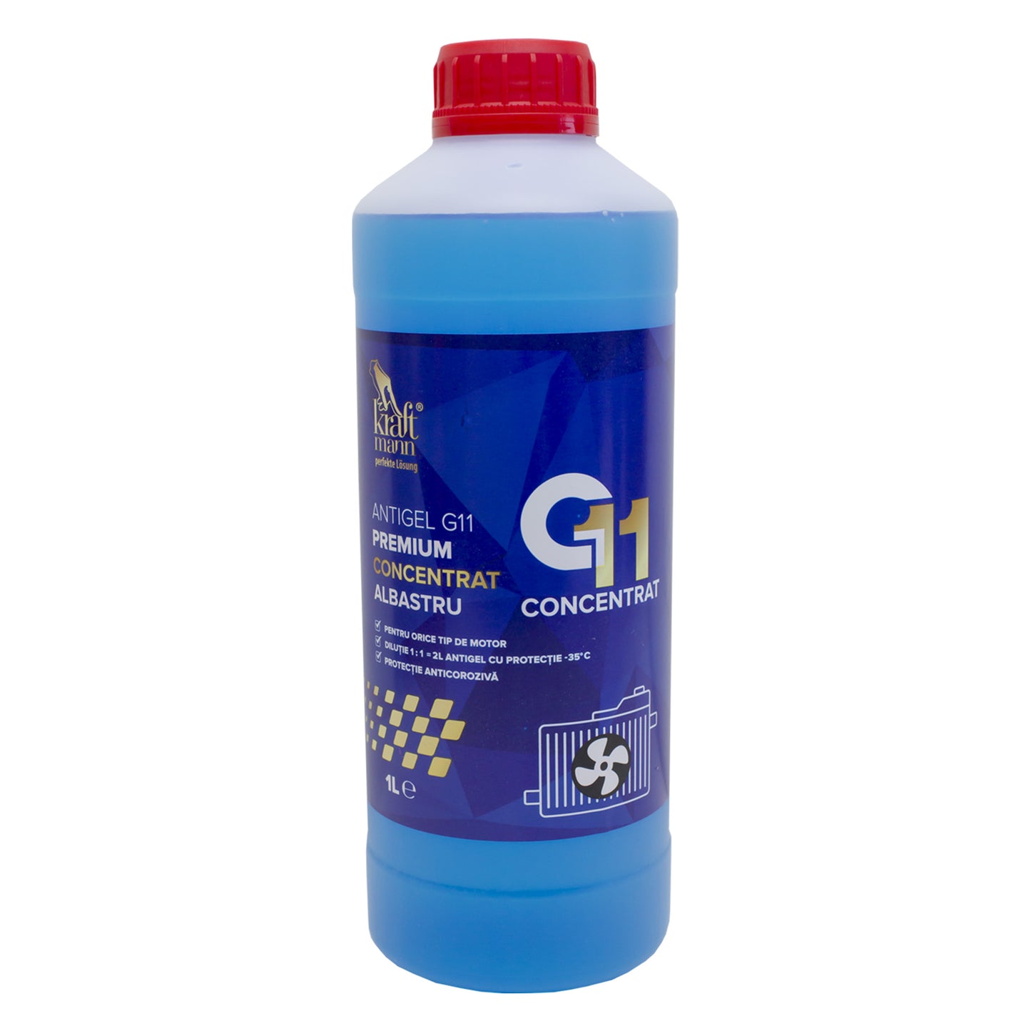 Antigel G11 premium concentrat Kraftmann, albastru, 1L