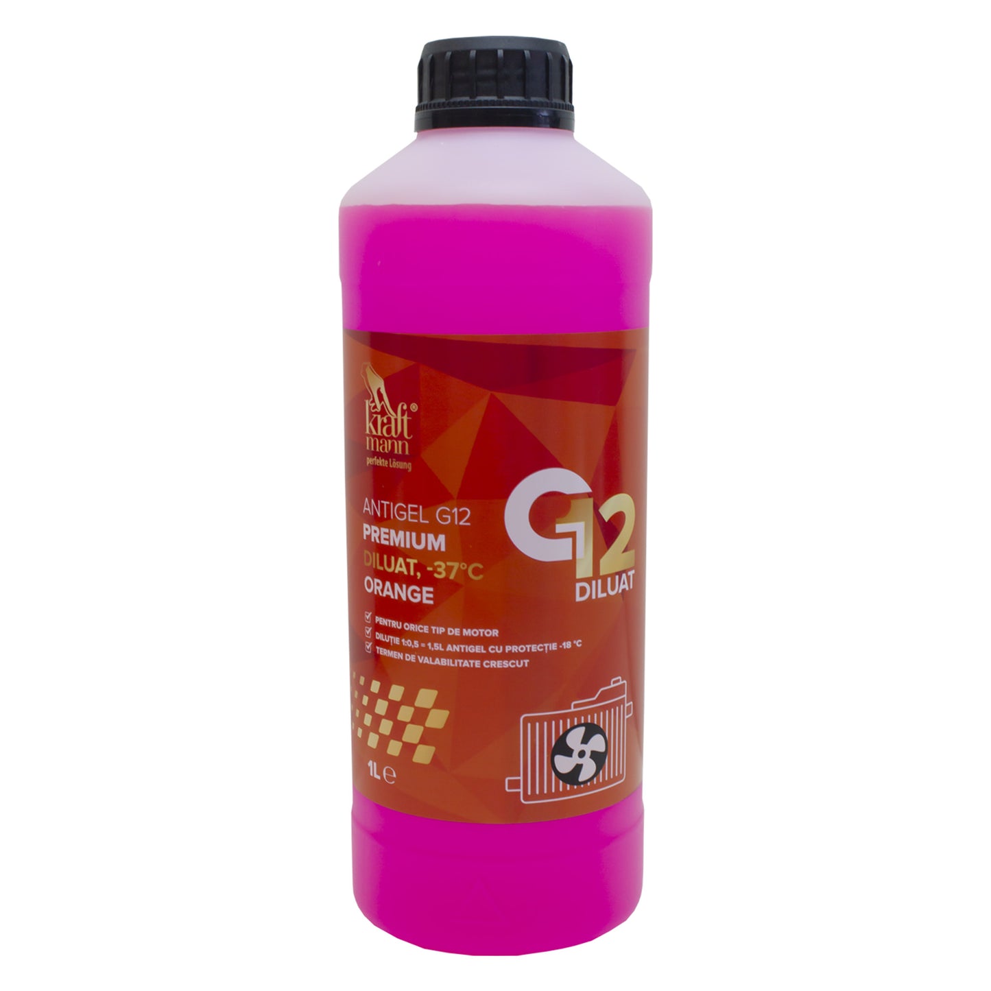 Antigel G12 premium diluat Kraftmann, orange, -37°C, 1L