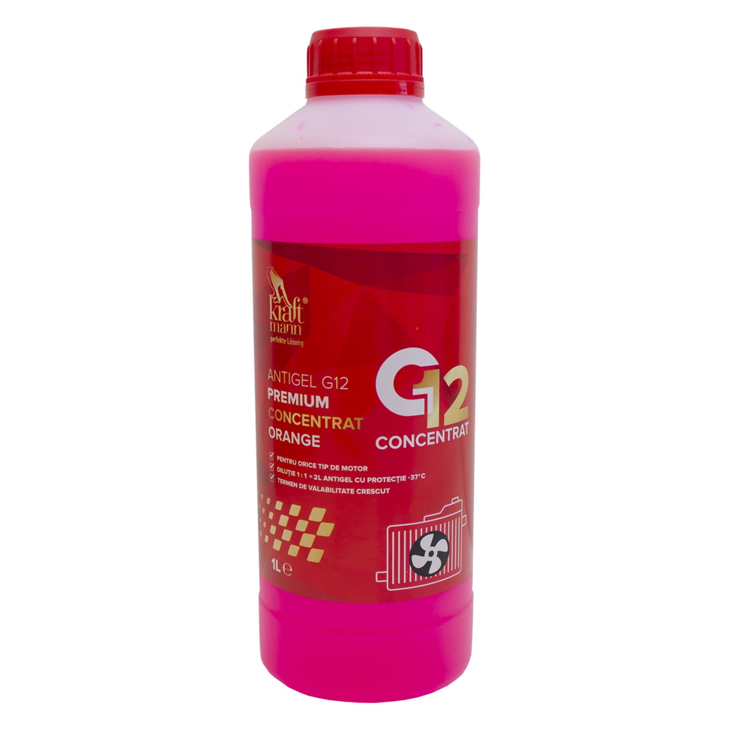 Antigel G12 premium concentrat Kraftmann, orange, 1L