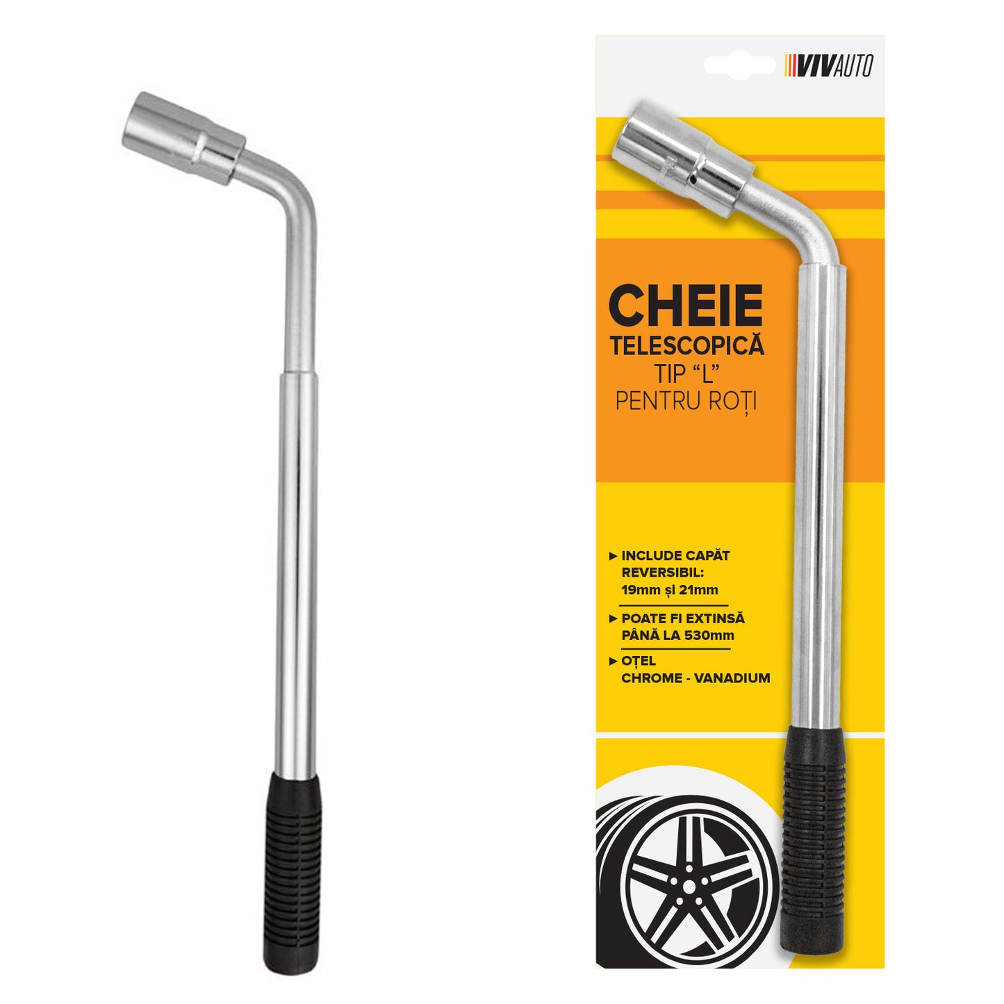 Cheie telescopica VivAuto tip L pentru roti