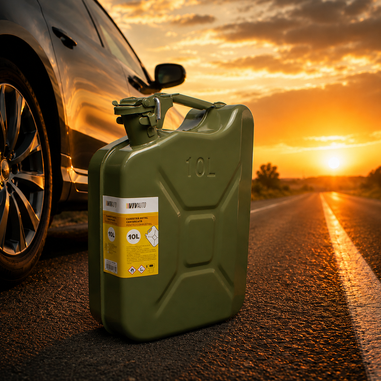Canistra metal VivAuto certificata pentru combustibil - 10L