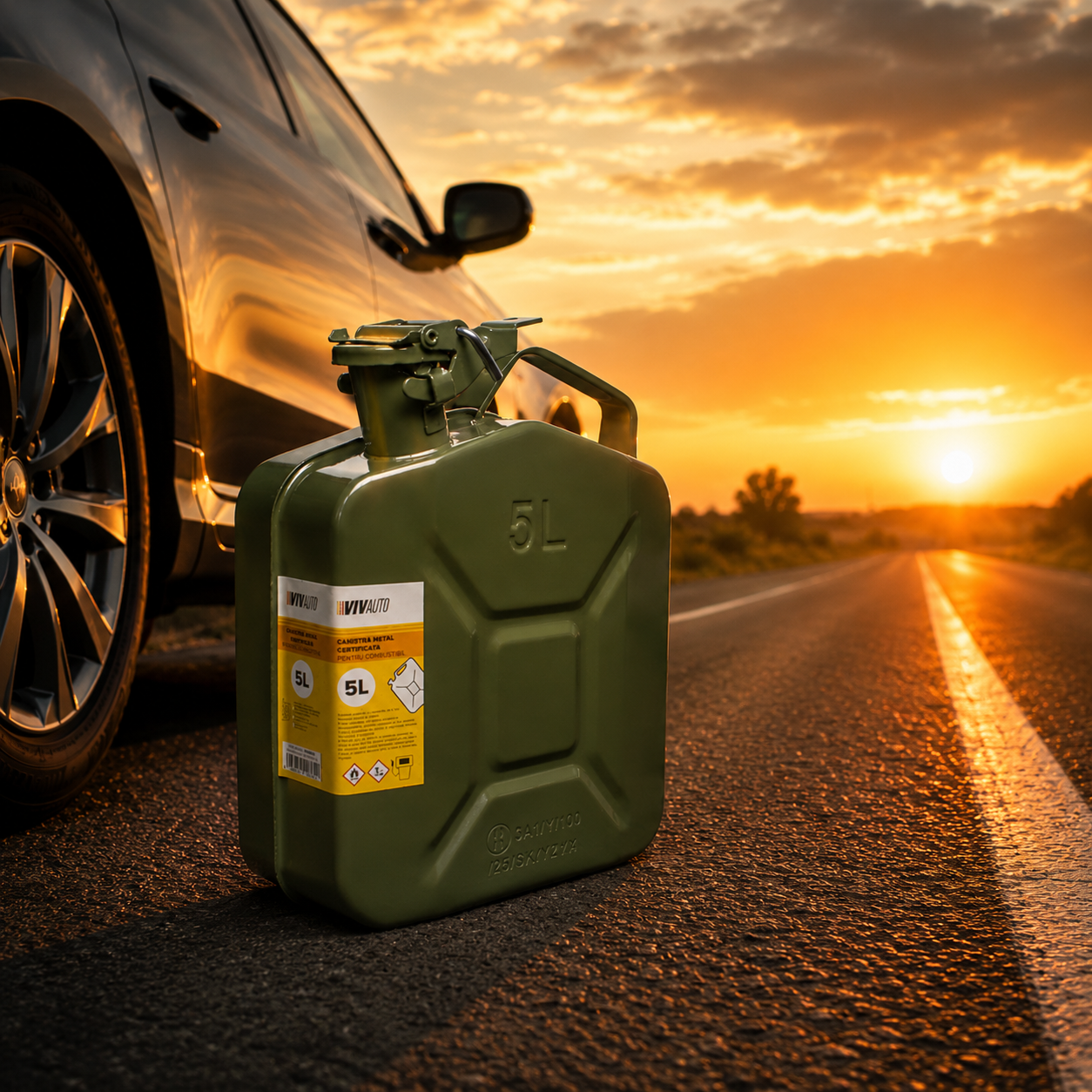 Canistra metal VivAuto certificata pentru combustibil - 5L