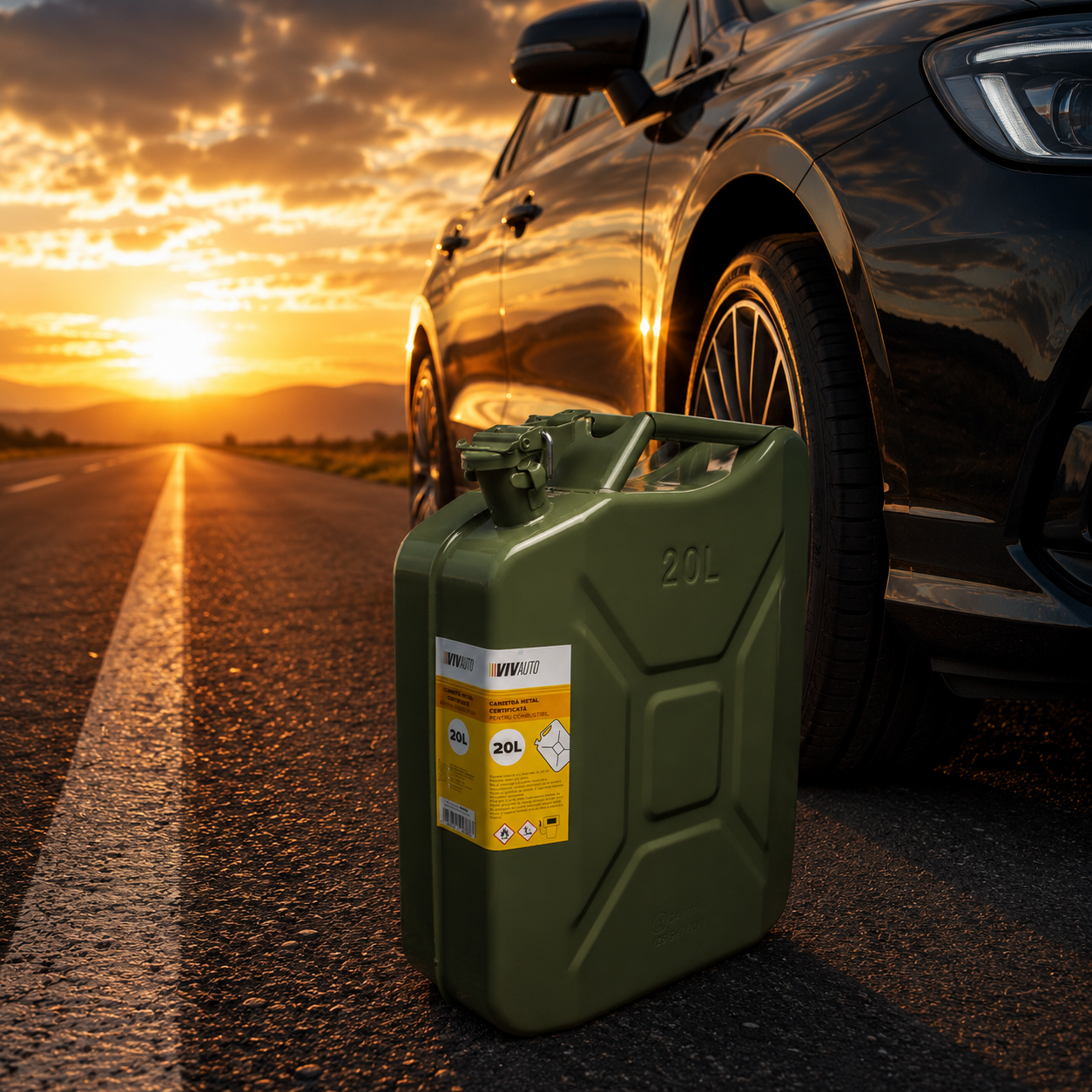 Canistra metal VivAuto certificata pentru combustibil - 20L